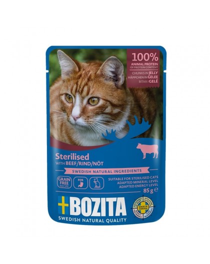 BOZITA sterilised beef jellied pieces - wet cat food - 85g
