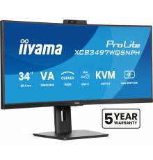 iiyama ProLite 34’’ VA UWQHD curved monitor with a built-in Windows Hello camera and microphone, USB-C Dock, LAN, KVM-Switch and