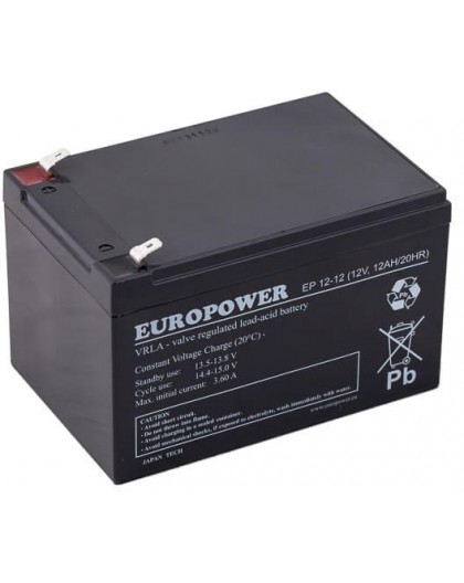 Akumulator AGM EUROPOWER serii EP 12V 12Ah (Żywotność 6-9 lat)