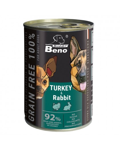 SUPER BENO Turkey and rabbit - wet dog food - 415g