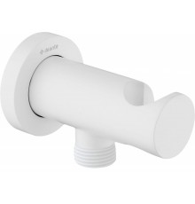 Round angled connector with handset holder