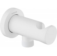 Round angled connector with handset holder