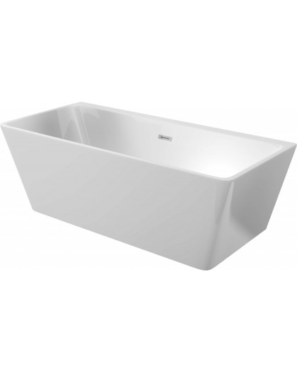 Acrylic wall-mounted/free-standing rectangular bathtub - 160 cm