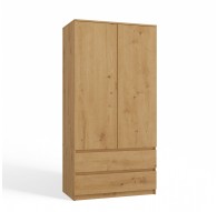Topeshop SZAFA MALWA ART bedroom wardrobe/closet 5 shelves 2 door(s) Oak