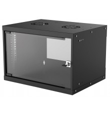 Intellinet 19" Network Cabinet - Wall Mount (Basic), 6U, 400mm Deep, Black, Flatpack, Max 50kg, Usable Depth 340mm, Glass Door, 