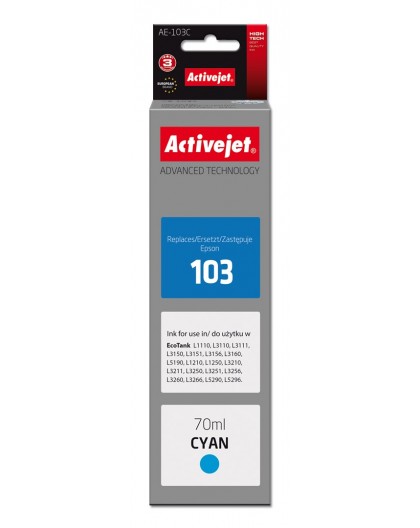 Activejet AE-103C Ink (replacement for Epson 103 C13T00S24A Supreme 70 ml cyan)