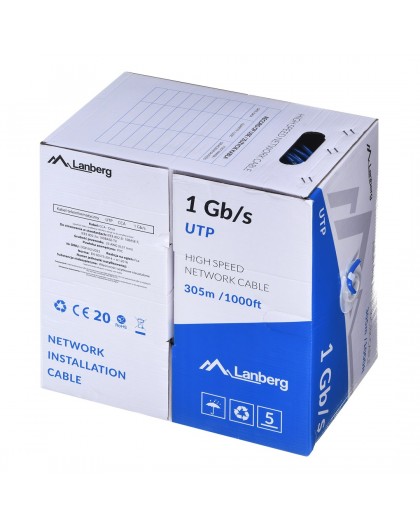 LANBERG UTP CABLE 1GB/S 305M WIRE CCA BLUE