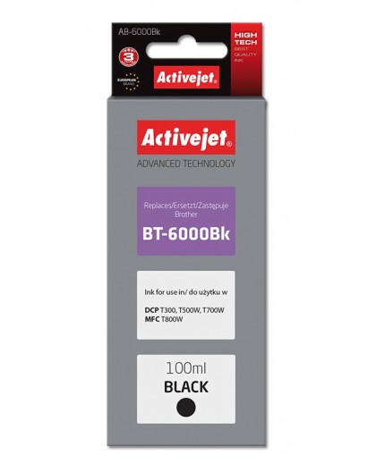 Activejet AB-6000Bk tindipudeli (asendaja Brother BT-6000BK Supreme 100 ml must)