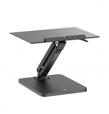Maclean desk stand for monitor or laptop, gas spring, for standing and sitting work, black, MC-493