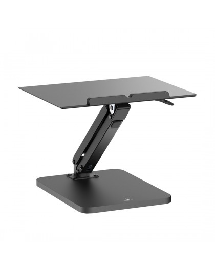 Maclean desk stand for monitor or laptop, gas spring, for standing and sitting work, black, MC-493