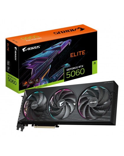 GIGABYTE AORUS GeForce RTX 5060 ELITE 8G Graphics Card - 8GB GDDR7, 128bit, PCI-E 5.0, 2722 MHz Core Clock, 3 x DisplayPort, 1 x