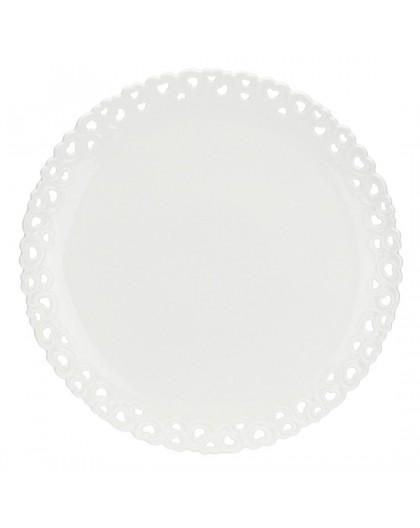 Embellished Valentino cake plate - White, 34 cm