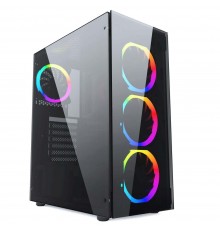 Gembird CCC-FC-1500RGB computer case Midi Tower Black, Transparent