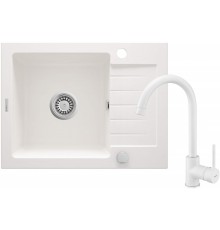 Granite sink with 1-bowl faucet with drainer