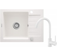 Granite sink with 1-bowl faucet with drainer