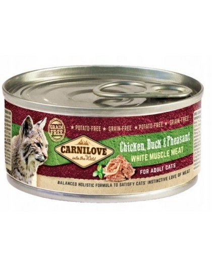 CARNILOVE Cat Chicken, Duck & Pheasant White Muscle Meat – wet food for cats – 100 g