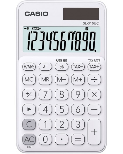CASIO CALCULATOR, POCKET SL-310UC-WE WHITE, 10 DIGIT DISPLAY