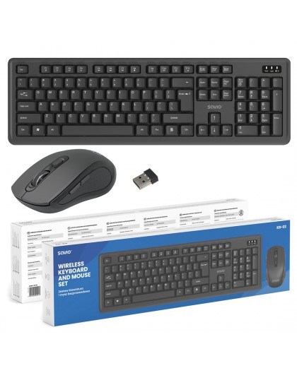 Savio KB-03 keyboard Mouse included Home/Office USB QWERTY US English Black