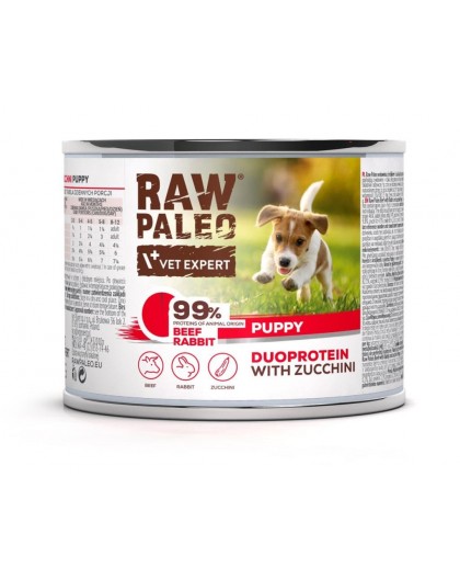 RAW PALEO Duoprotein Beef & Rabbit Puppy - wet dog food - 200g