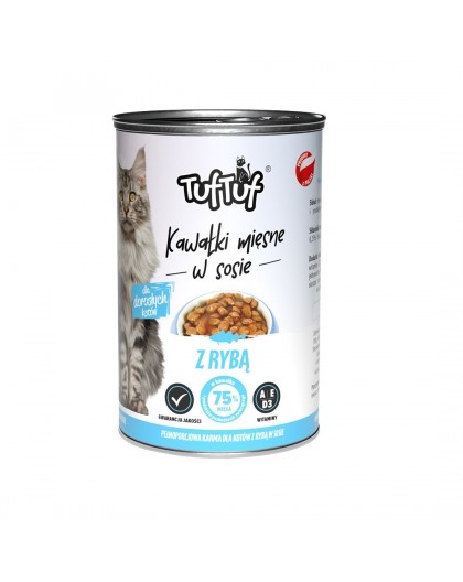 TUF TUF Pieces of meat in sauce with fish - wet cat food - 415g