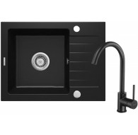 Granite sink with 1-bowl faucet with drainer