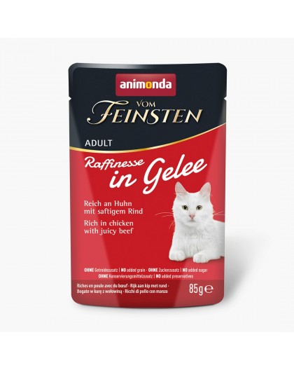 ANIMONDA Vom Feinsten Adult Raffinesse in Jelly rich in Chicken with Beef - wet food for cats - 85g