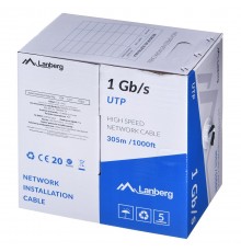 LANBERG UTP CABLE 1GB/S 305M WIRE CCA BLACK