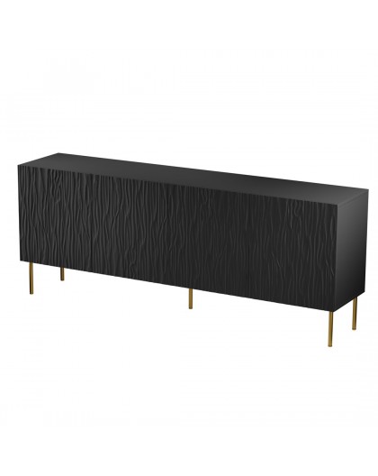 JUNGLE chest of drawers 190x40.5x74.5 black matt + golden legs