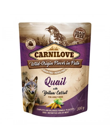 CARNILOVE Dog Pouch Quail & Yellow carrot - wet dog food - 300g