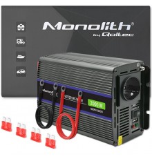 Qoltec Monolith 2000 MS Wave Voltage Converter | 12V to 230V | 1000/2000W | USB