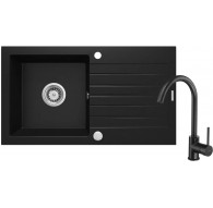 Granite sink with 1-bowl faucet with drainer