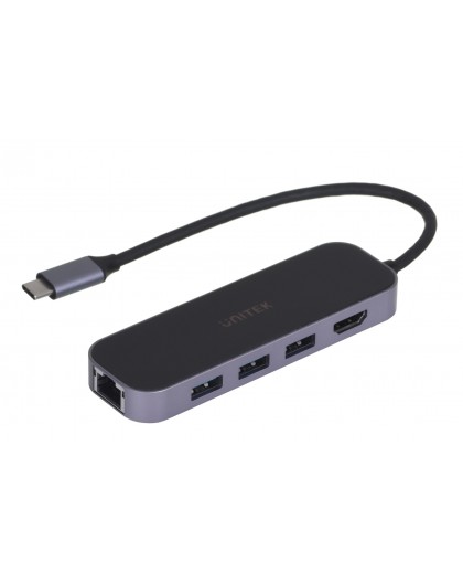 UNITEK HUB USB-C 3.1,RJ-45,3XUSB-A,HDMI,4K,PD100W