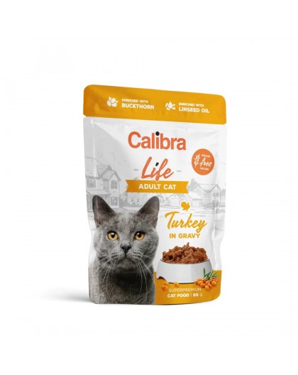 CALIBRA Cat Life Adult Turkey in gravy - wet cat food - 85g