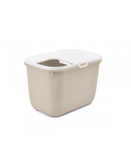 SAVIC HOP Coffee Brown with White Lid – Cat Litter Tray – 58.5x39x39.5 cm – 1 pc.