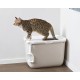 SAVIC HOP Coffee Brown with White Lid – Cat Litter Tray – 58.5x39x39.5 cm – 1 pc.