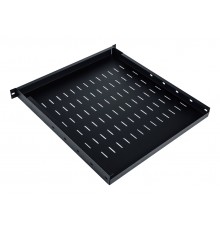 Adjustable shelf 19", 1U, depth 500-900 mm, load capacity 100kg, mounting in 4 points, black, screws in set.