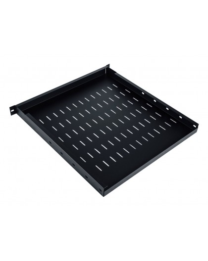 Adjustable shelf 19", 1U, depth 500-900 mm, load capacity 100kg, mounting in 4 points, black, screws in set.