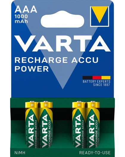 VARTA HR03 AAA Recharge Accu Power 1000 mAh 05703 Rechargeable batteries 4 pc(s) Green, Yellow