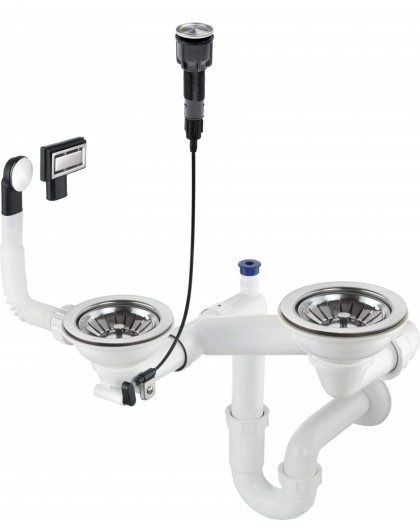 Siphon for 1.5- and 2-bowl granite sink - Space-Saver