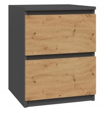 Topeshop W2 ANTRACYT/ARTISAN nightstand/bedside table 2 drawer(s) Anthracite, Oak