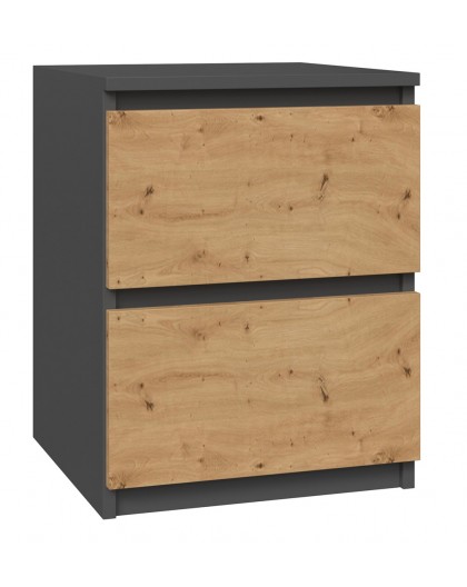 Topeshop W2 ANTRACYT/ARTISAN nightstand/bedside table 2 drawer(s) Anthracite, Oak