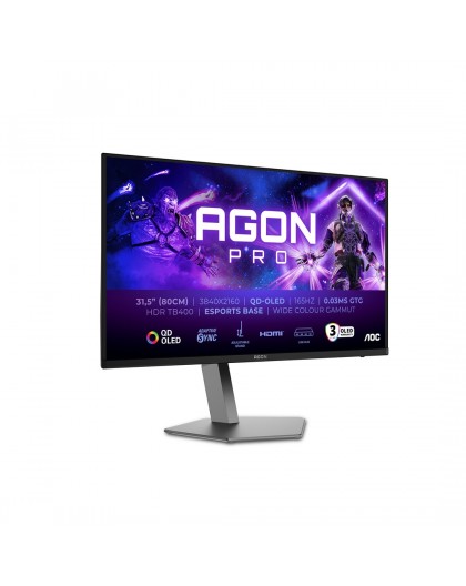 AOC AGON PRO AG326UD computer monitor 80 cm (31.5") 3840 x 2160 pixels 4K Ultra HD QD-OLED Black