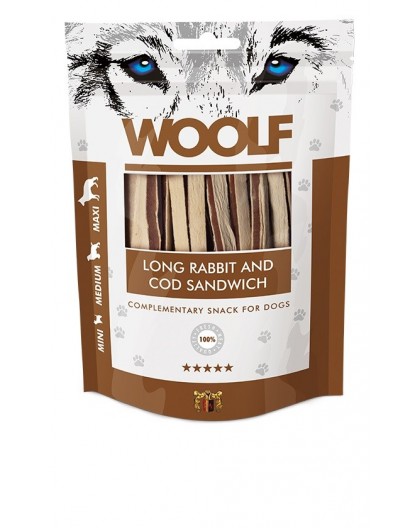 WOOLF Long cod sandwich - dog treat - 100g