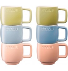STAUB Set of 6 Ceramic Mugs - Multicolor, 100 ml