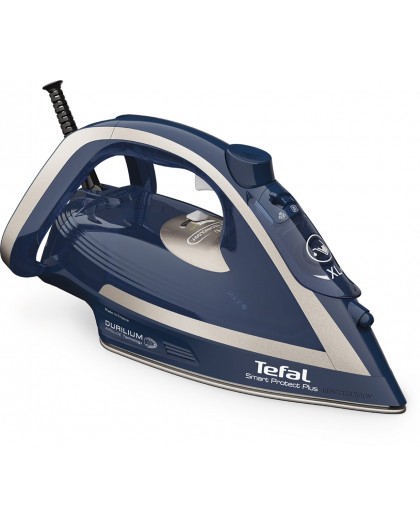 Утюг Tefal Smart Protect Plus FV6872 с функцией сухого и парового глажения, подошва Durilium Airglide, мощность 2800 Вт, синий.