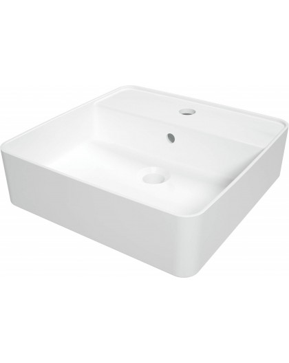 Countertop ceramic washbasin with space for a tap