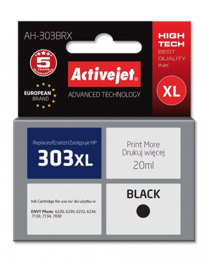 Activejet AH-303BRX Ink Cartridge (replacement for HP 303XL T6N04AE Premium 20ml black)