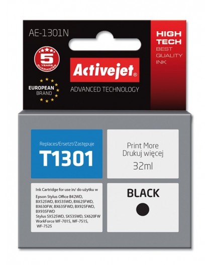 Activejet AE-1301N Ink cartridge (replacement for Epson T1301 Supreme 32 ml black)