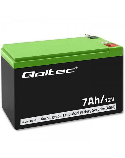 Qoltec 53076 AGM battery | 12V | 7Ah | Security