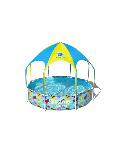 Bestway Steel Pro 2.44m x 51cm Splash-in-shade Play Pool, Orange/Yellow